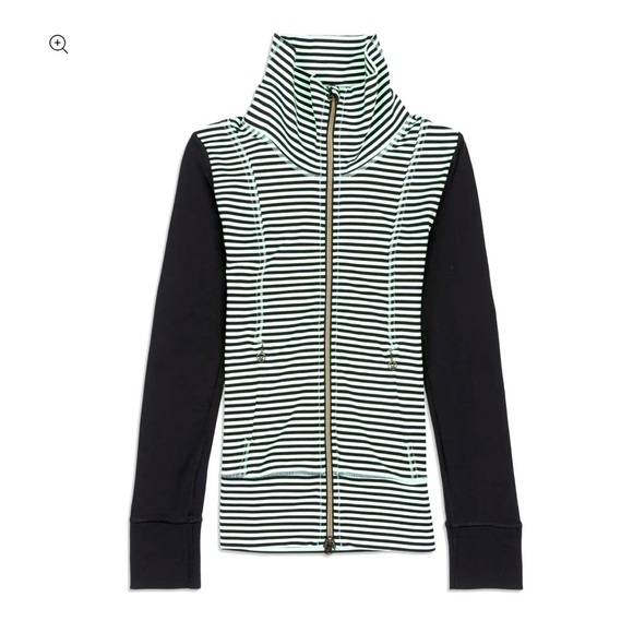 Lululemon Daily Yoga Jacket Classic Stripe Mint Moment Black 6 EUC - Picture 3 of 13